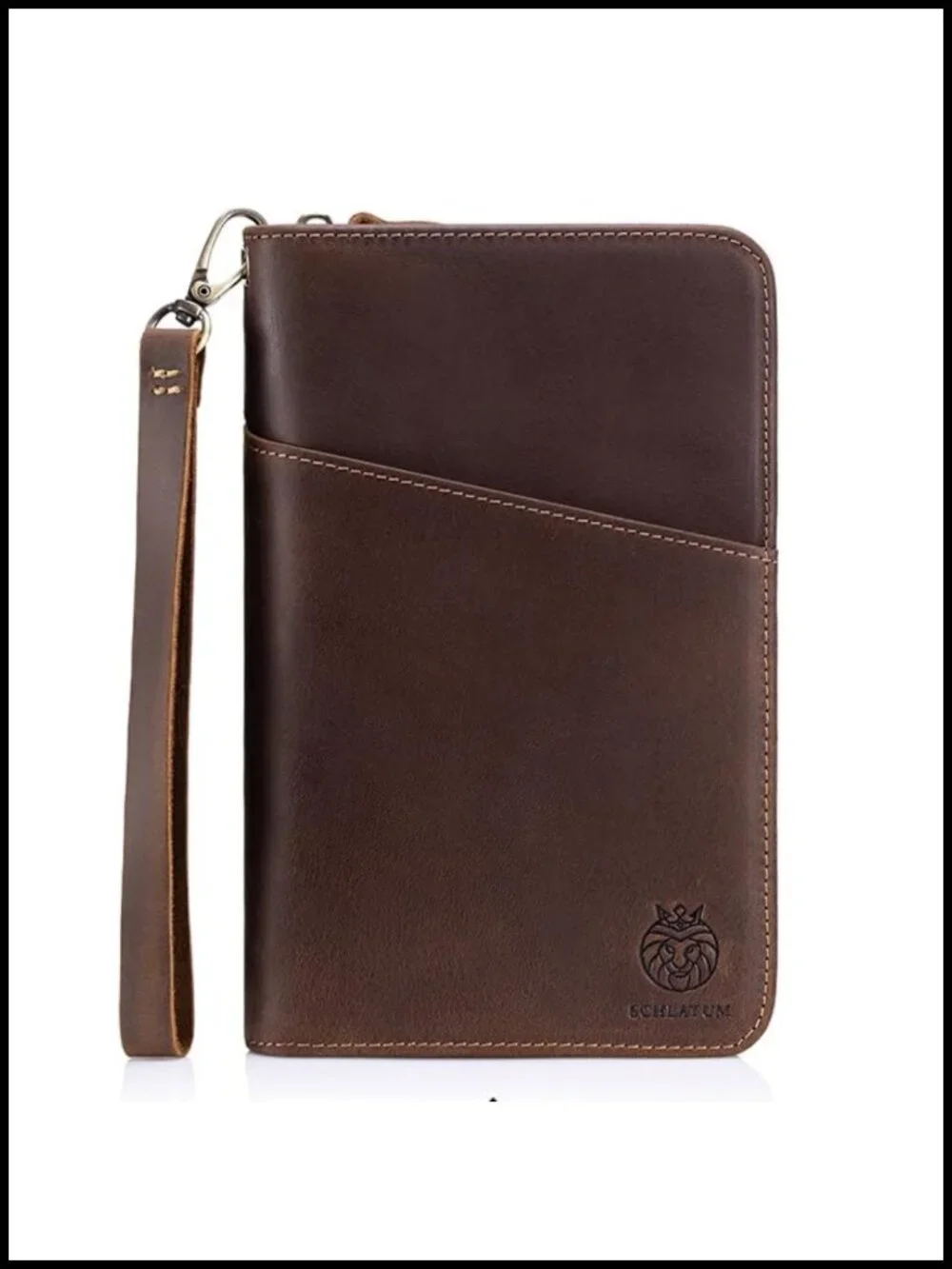 Full Grain Leather Passport Holder for Family Travel, Zipper Case with Card